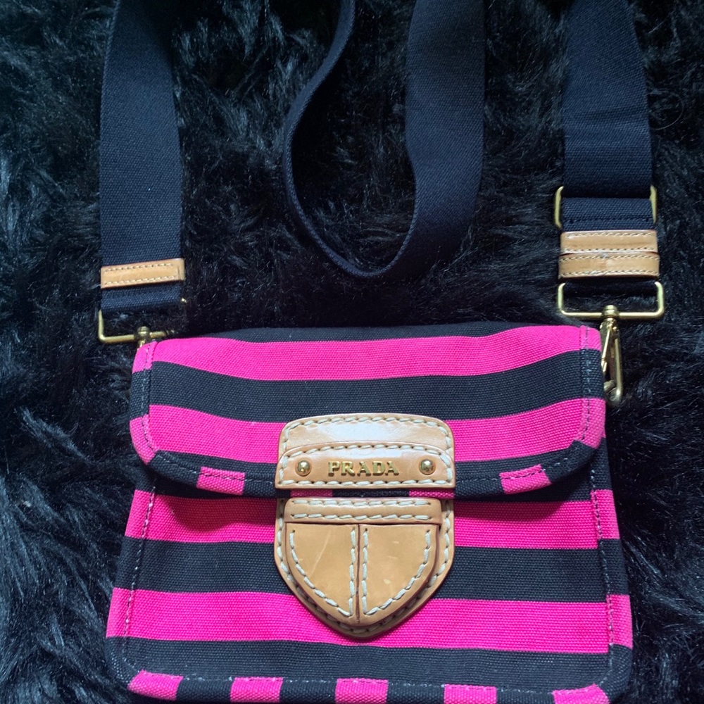 Authentic Prada, 8in x 6in , strap length 20in